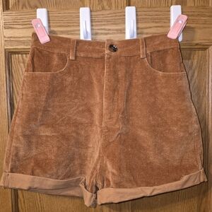 Simple High Waist Corduroy Shorts